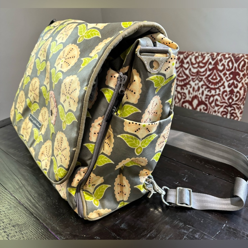 Petunia Pickle Bottom Boxy Backpack Diaper Bag, Gray/Pink/Green, XL Size - Picture 2 of 9